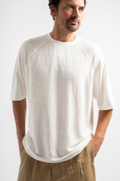 Woodstock Raglan Tee in Washed White