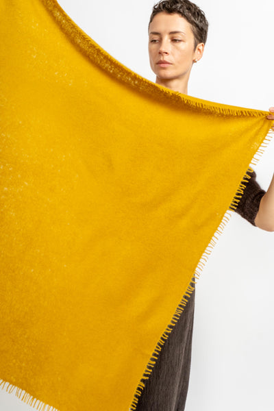 Felted Fringe Bandana in Chinese Yellow