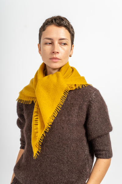 Felted Fringe Bandana in Chinese Yellow