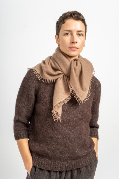 Felted Fringe Bandana in Fossil