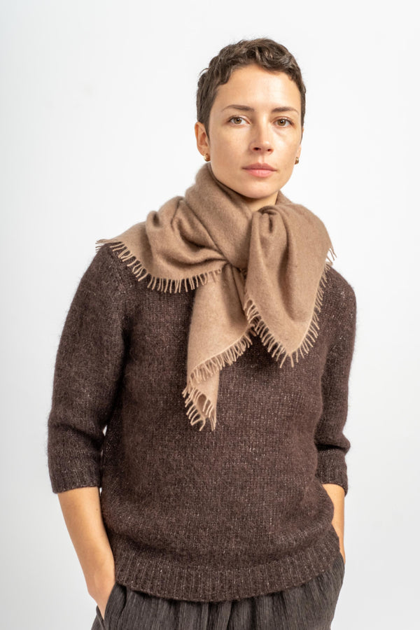 Felted Fringe Bandana in Fossil