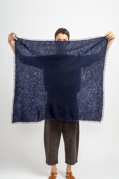 Felted Fringe Bandana in Navy Blue
