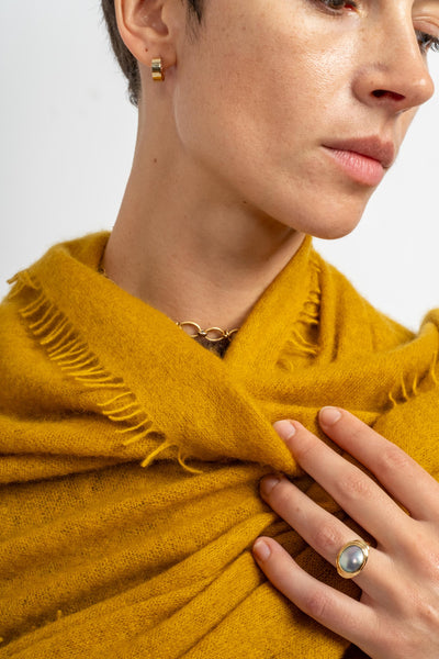 Felted Fringe Shawl in Chinese Yellow