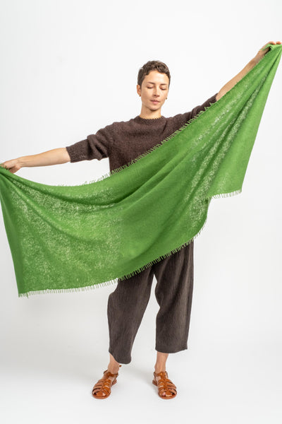 Felted Fringe Shawl in Tree Top Foliage