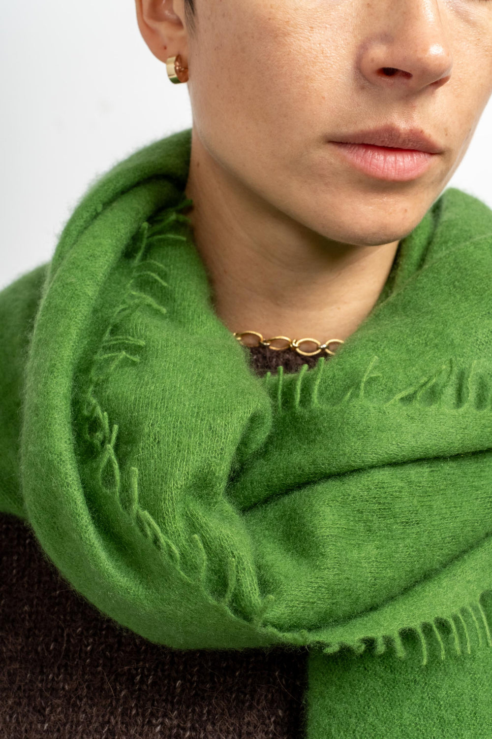 Felted Fringe Shawl in Tree Top Foliage