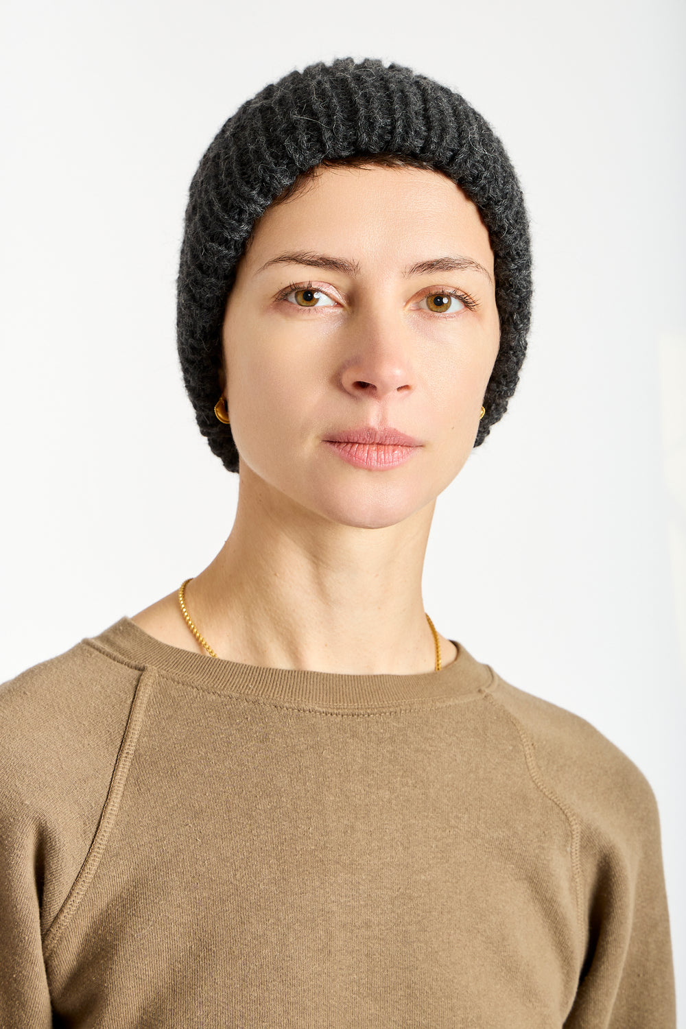 Baby Alpaca Beanie in Charcoal Melange