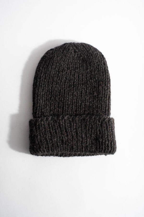 Baby Alpaca Beanie in Charcoal Melange