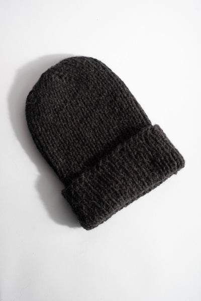 Baby Alpaca Beanie in Charcoal Melange
