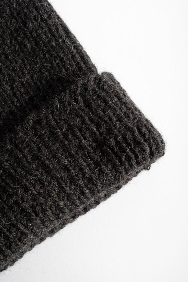 Baby Alpaca Beanie in Charcoal Melange