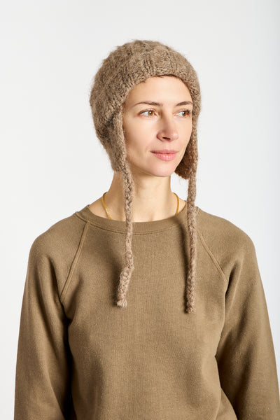 Earflap Beanie in Dark Camel