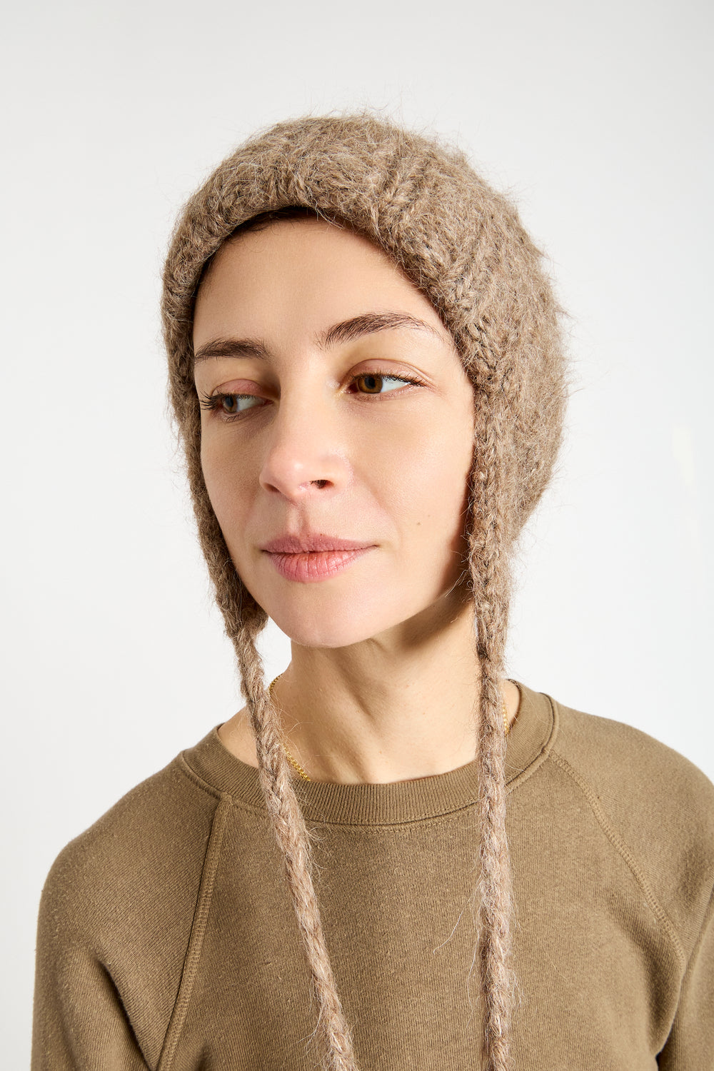 Earflap Beanie in Dark Camel