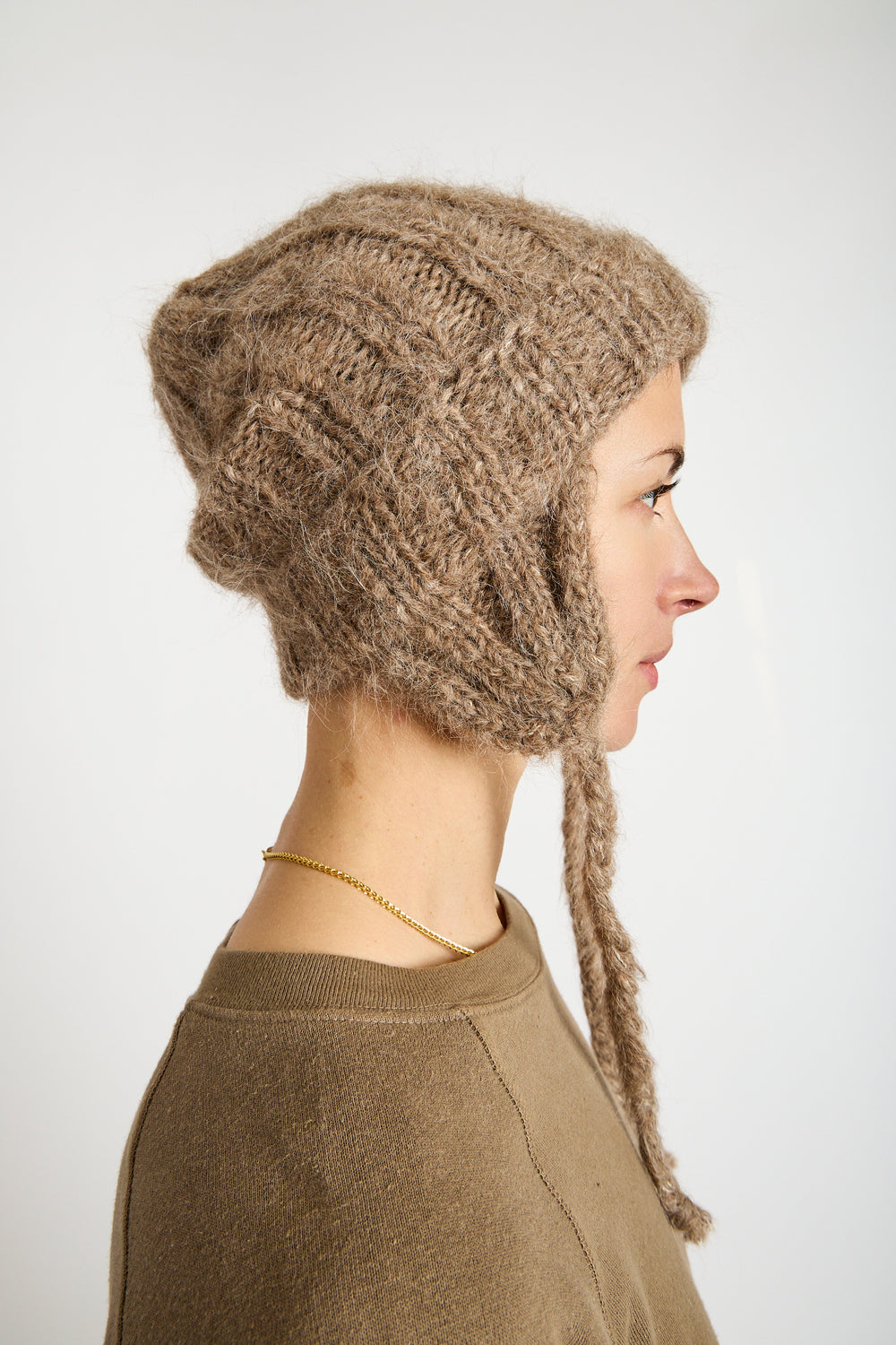 Earflap Beanie in Dark Camel