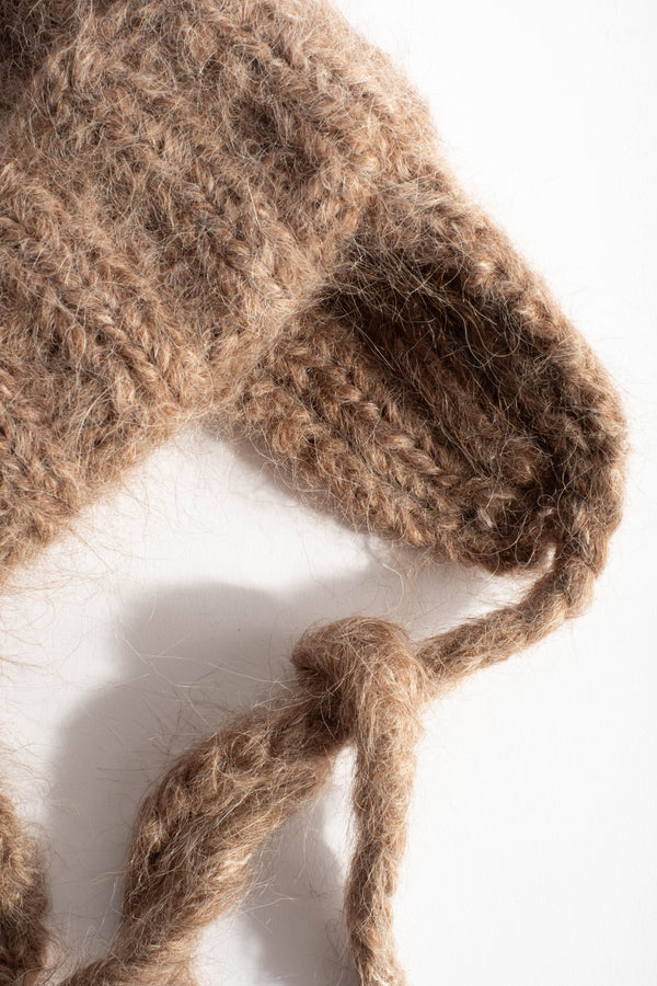 Earflap Beanie in Dark Camel