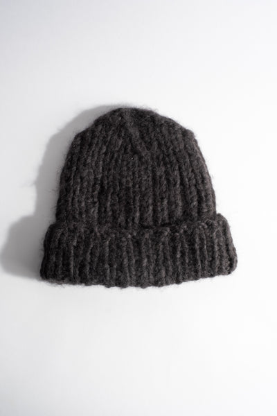 Pure Cashmere Fold Up Knit Hat in Anthracite