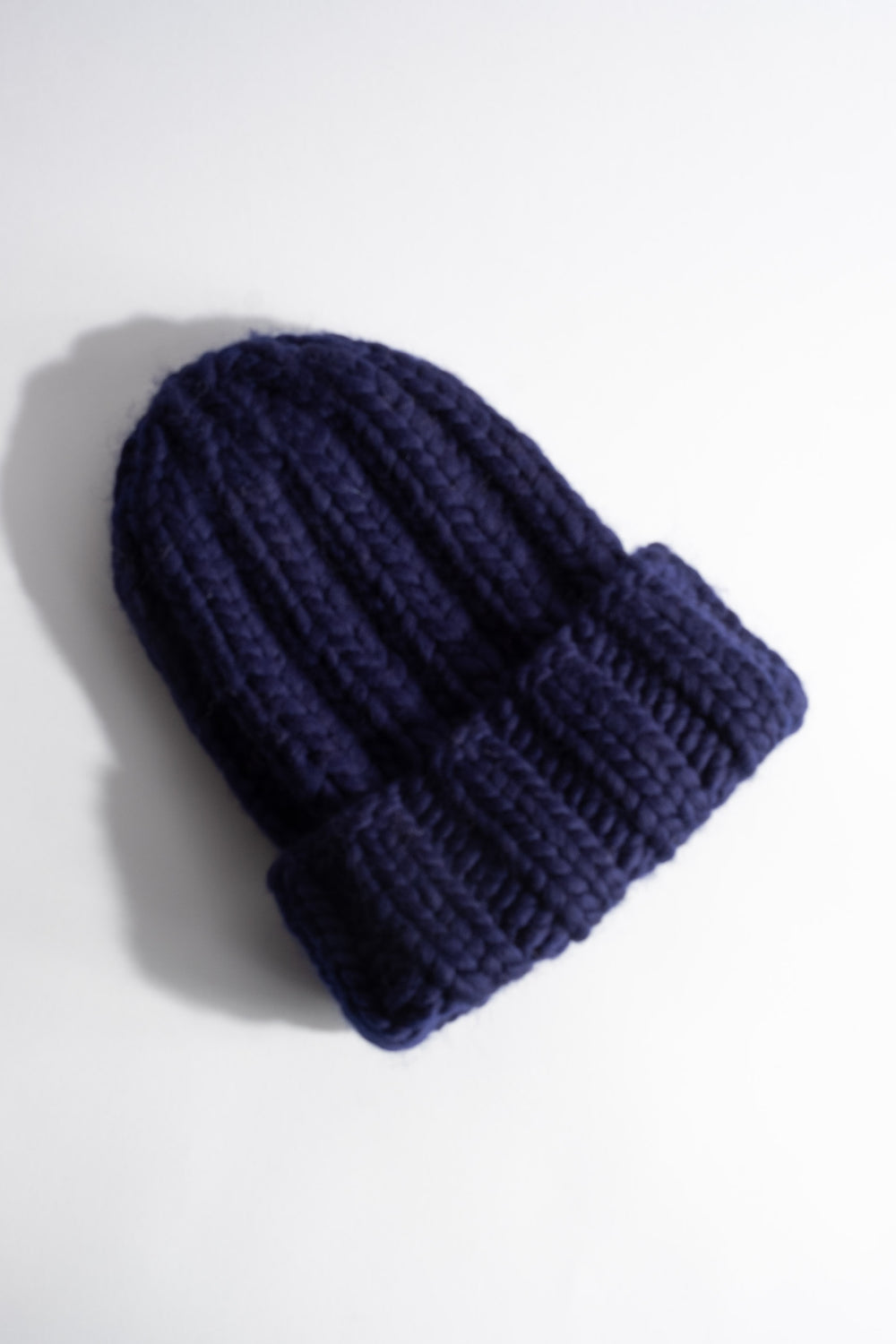 Pure Wool Fold Up Knit Hat in Blue