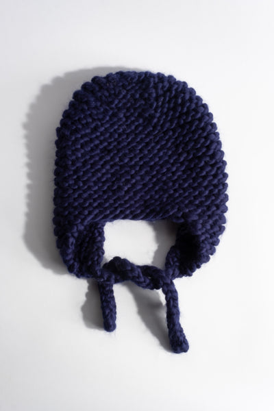 Pure Wool Knit Bonnet in Blue