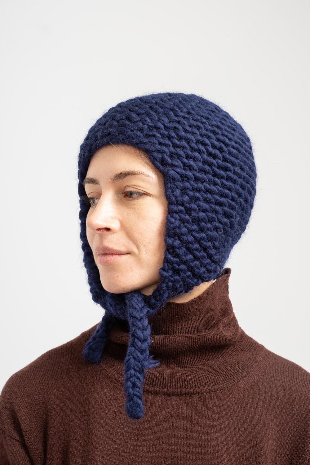 Pure Wool Knit Bonnet in Blue