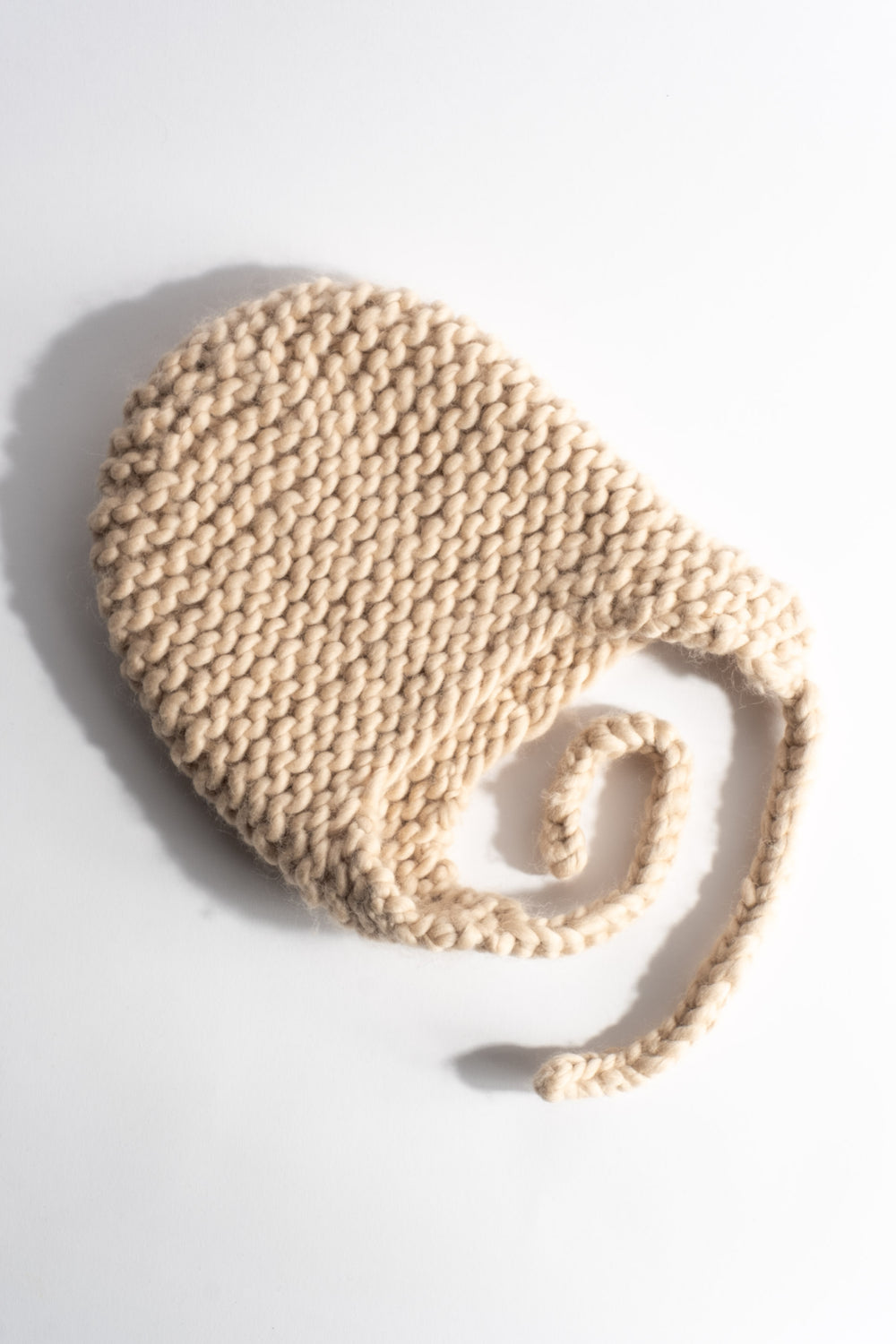 Pure Wool Knit Bonnet in Light Camel