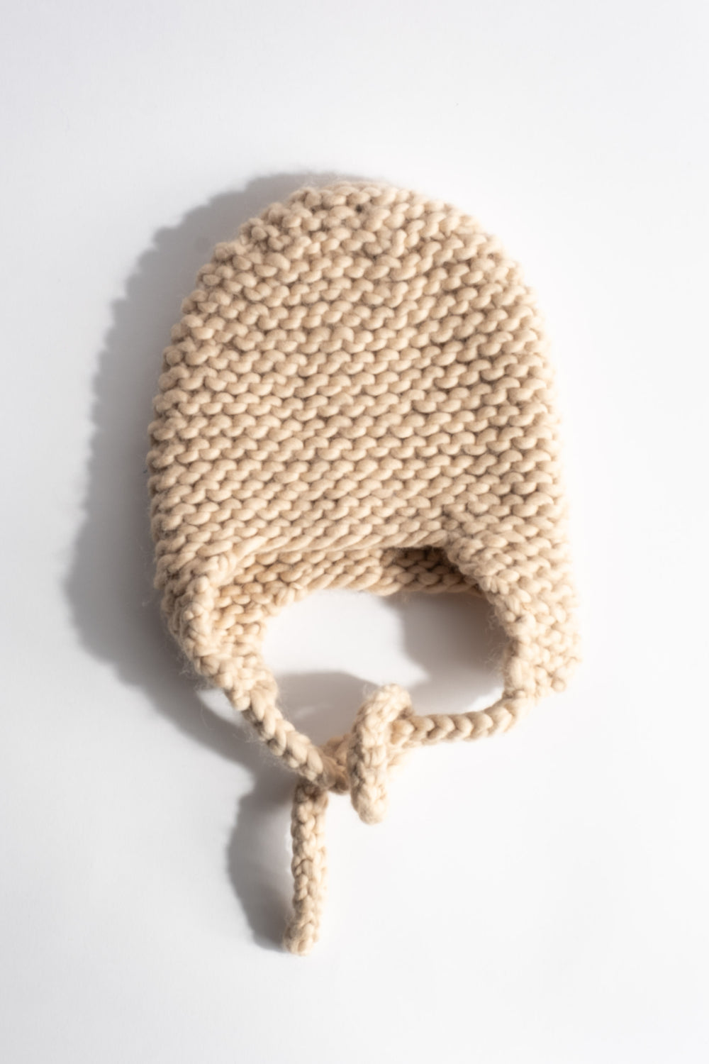 Pure Wool Knit Bonnet in Light Camel