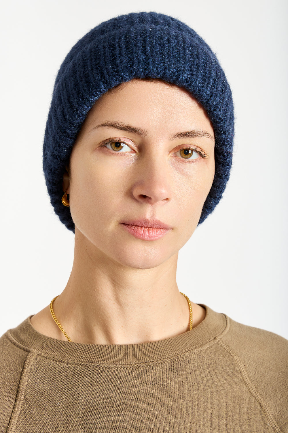 Silk Beanie in Navy