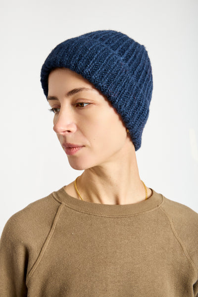Silk Beanie in Navy