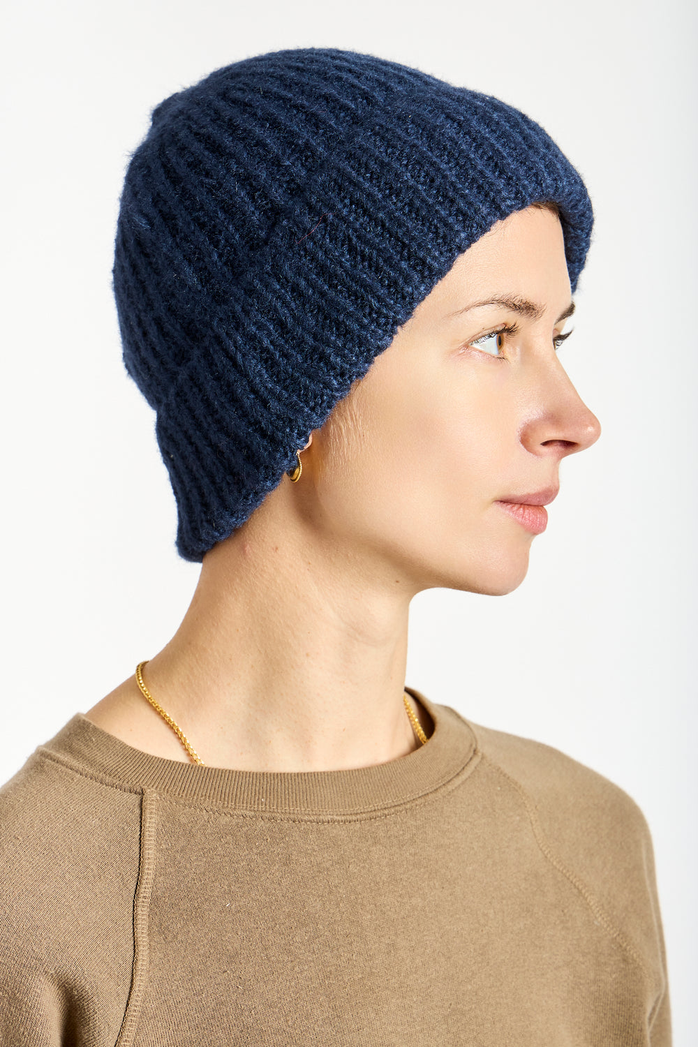 Silk Beanie in Navy