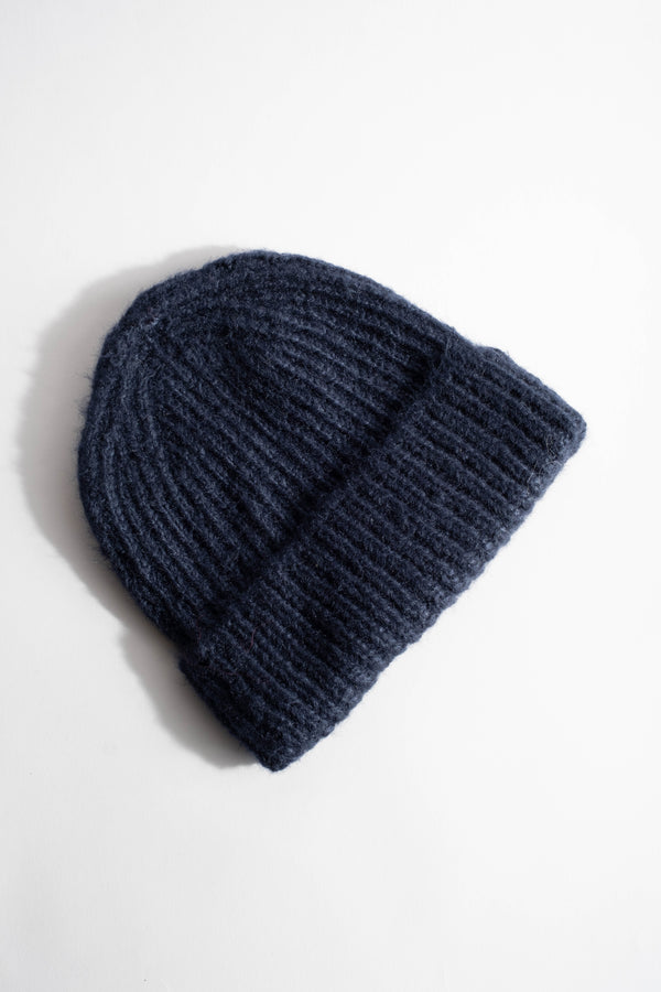Silk Beanie in Navy
