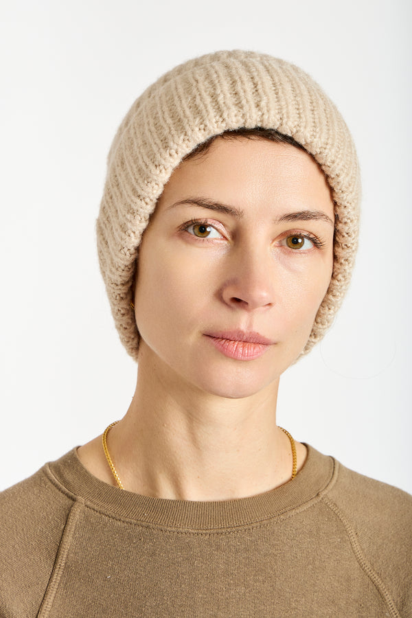 Silk Beanie in Sand