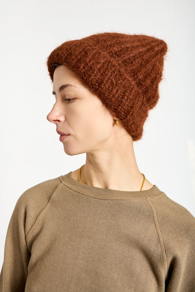 Suri Alpaca Beanie in Mahogany