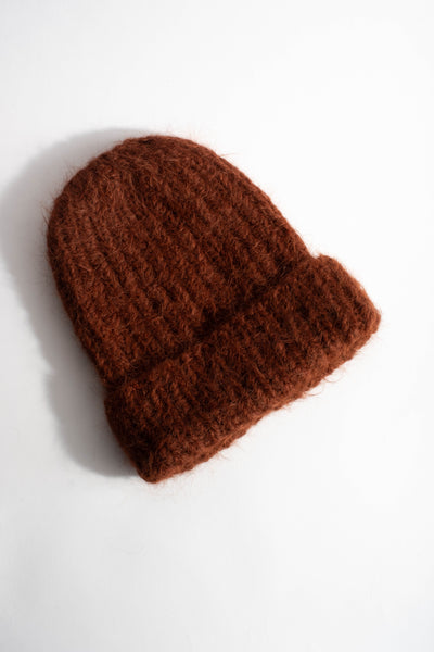 Suri Alpaca Beanie in Mahogany