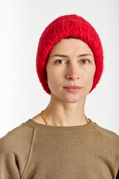 Suri Alpaca Beanie in Red