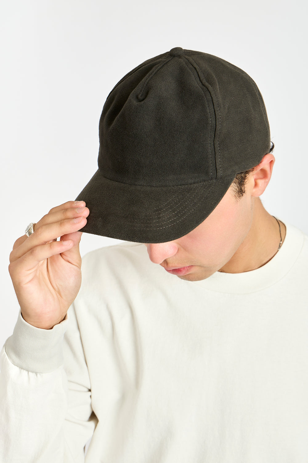 Cap in Black Moleskin