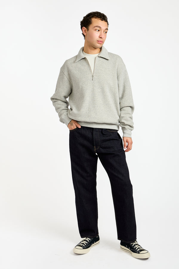 Cotton Wool Quarter Zip Sweatshirt in Heather Grey