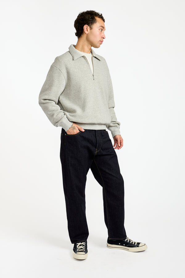 Cotton Wool Quarter Zip Sweatshirt in Heather Grey