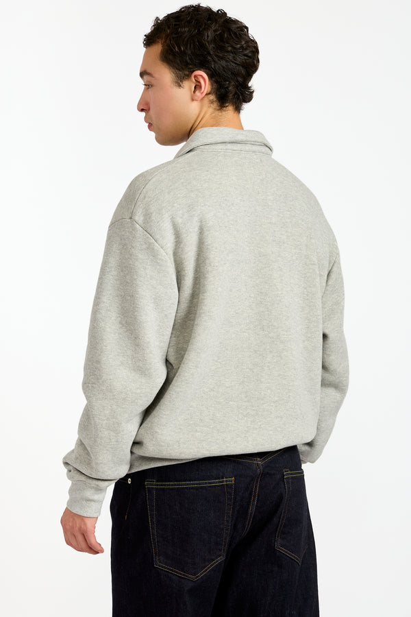 Cotton Wool Quarter Zip Sweatshirt in Heather Grey