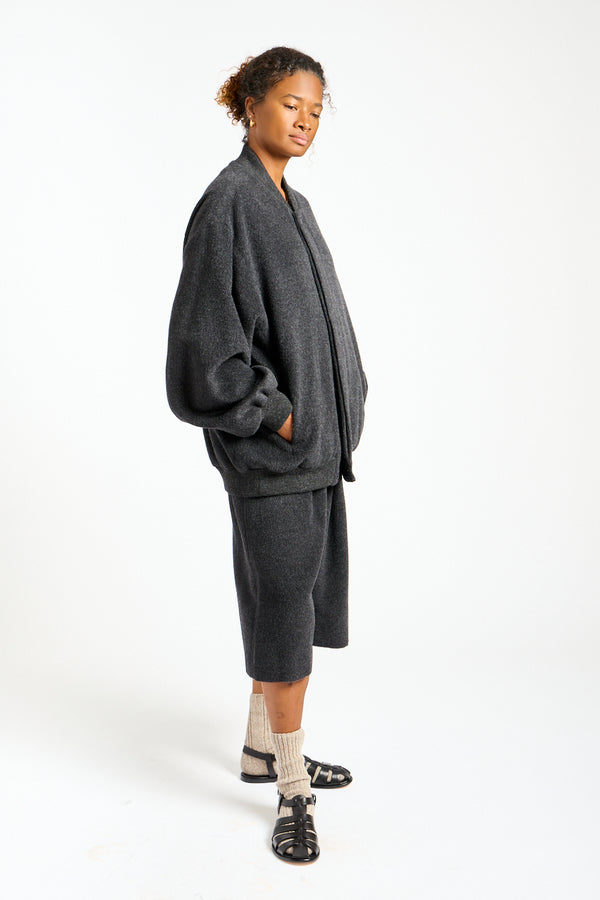 Brushed Bomber in Black Melange