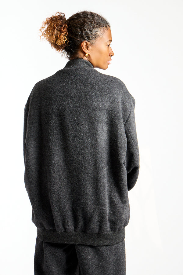 Brushed Bomber in Black Melange