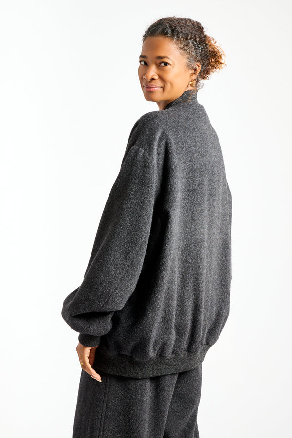 Brushed Bomber in Black Melange