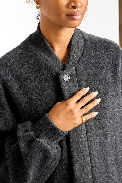 Brushed Bomber in Black Melange