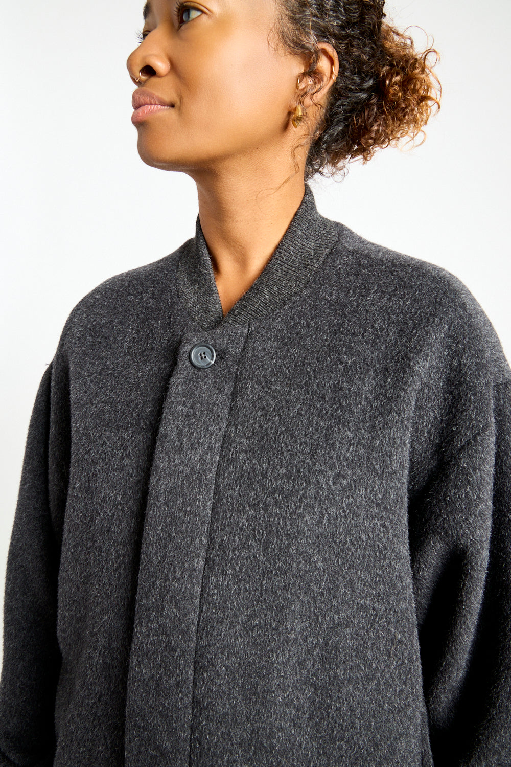 Brushed Bomber in Black Melange