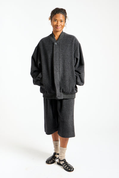 Brushed Bomber in Black Melange