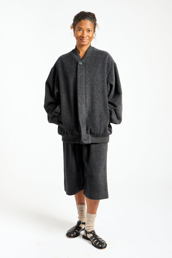 Brushed Bomber in Black Melange