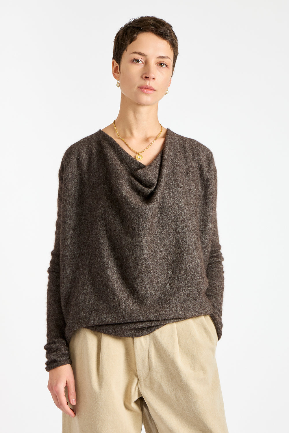 Cowl Top in Blackened