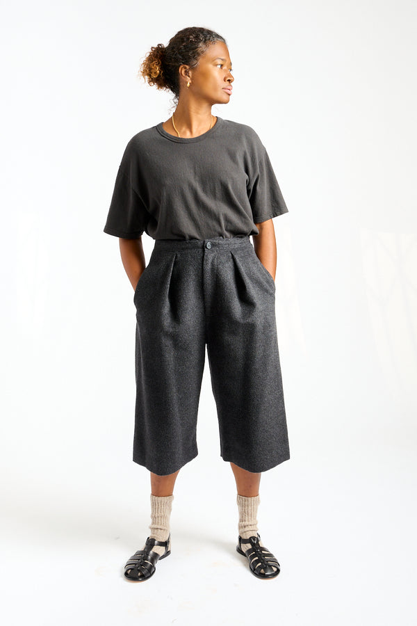 Brushed Frame Shorts in Black Melange