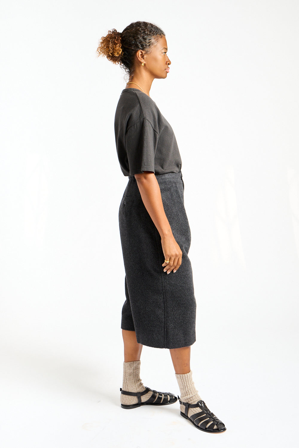 Brushed Frame Shorts in Black Melange