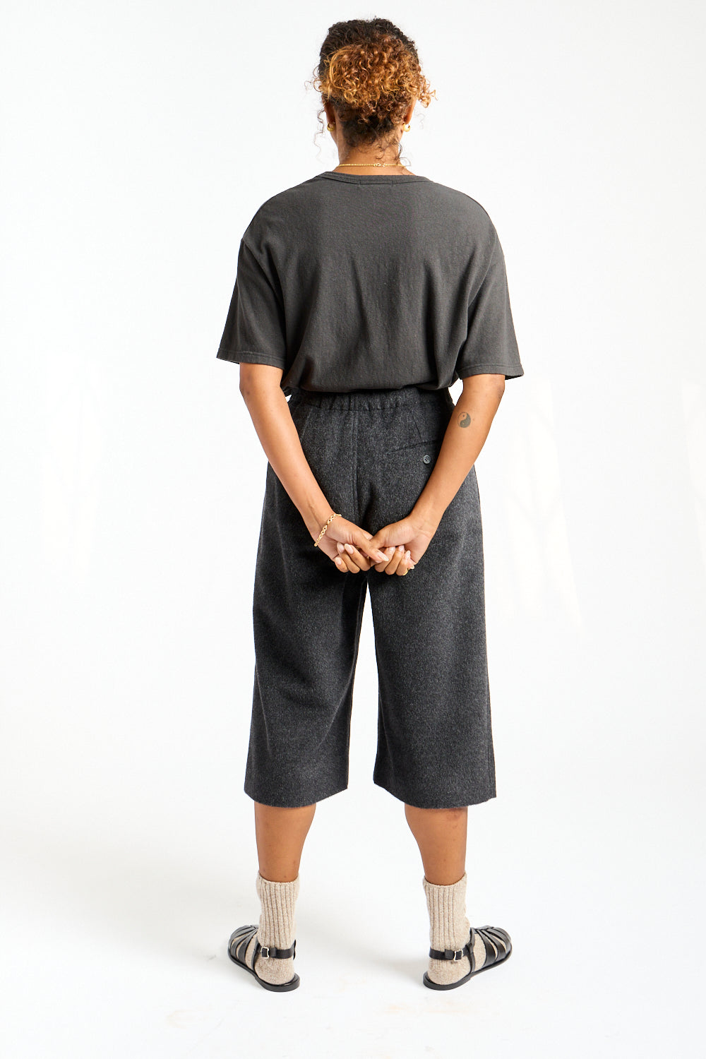 Brushed Frame Shorts in Black Melange