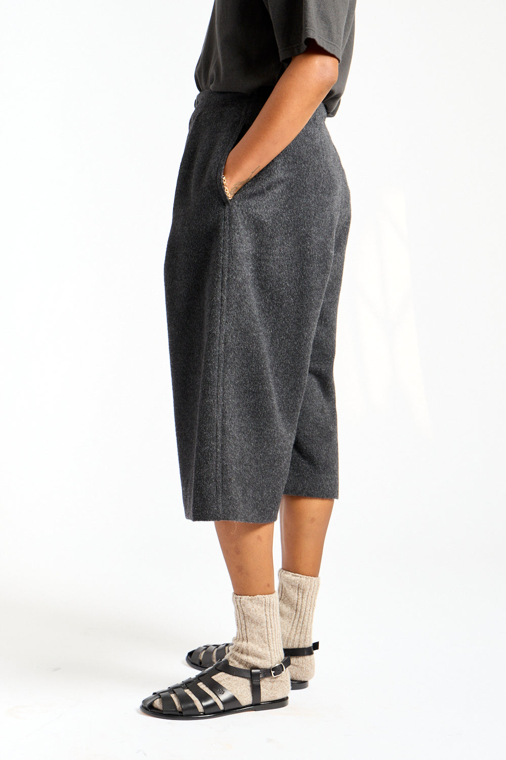 Brushed Frame Shorts in Black Melange