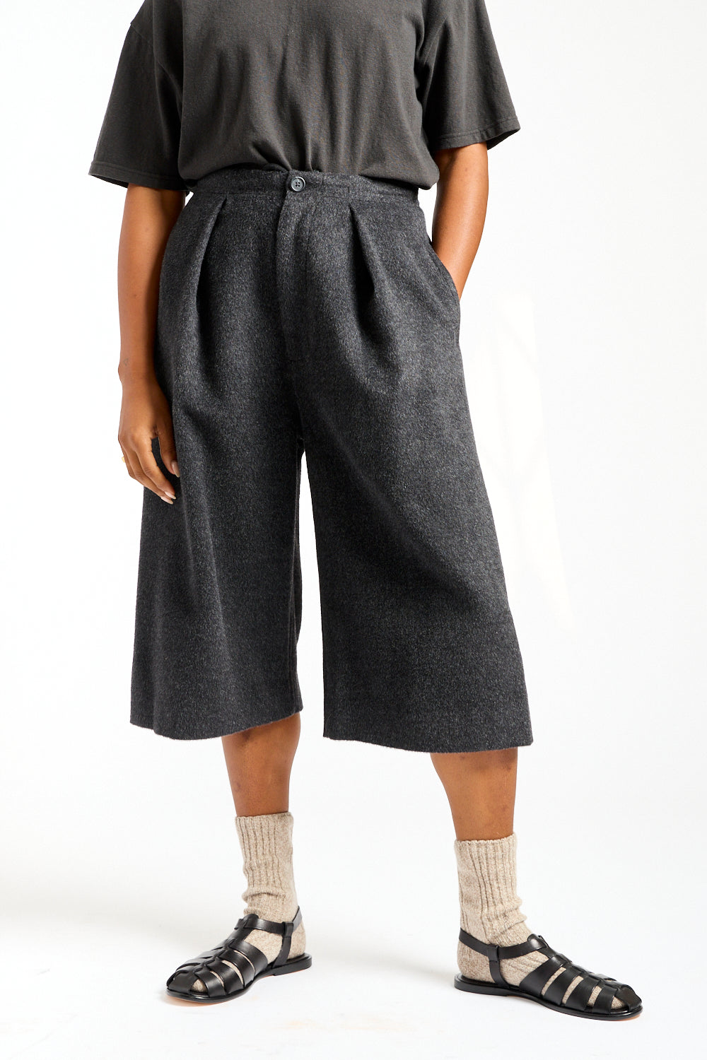 Brushed Frame Shorts in Black Melange