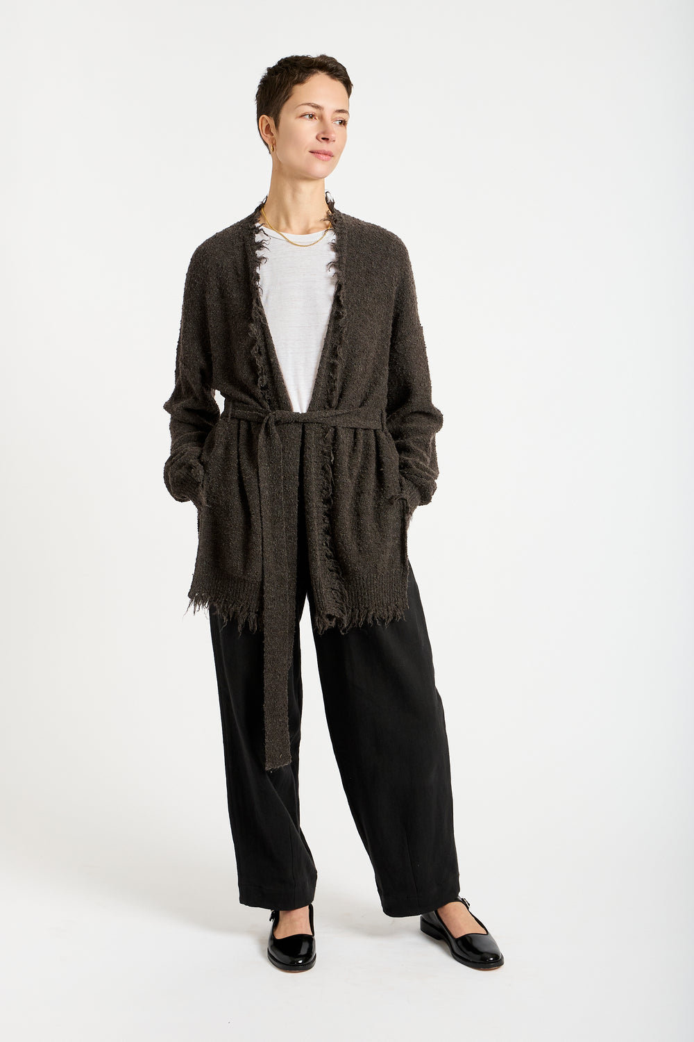 Fray Cardigan in Blackened