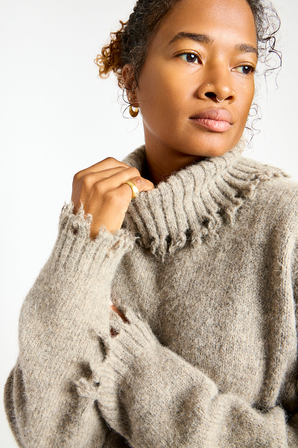 Fray Turtleneck in Rock